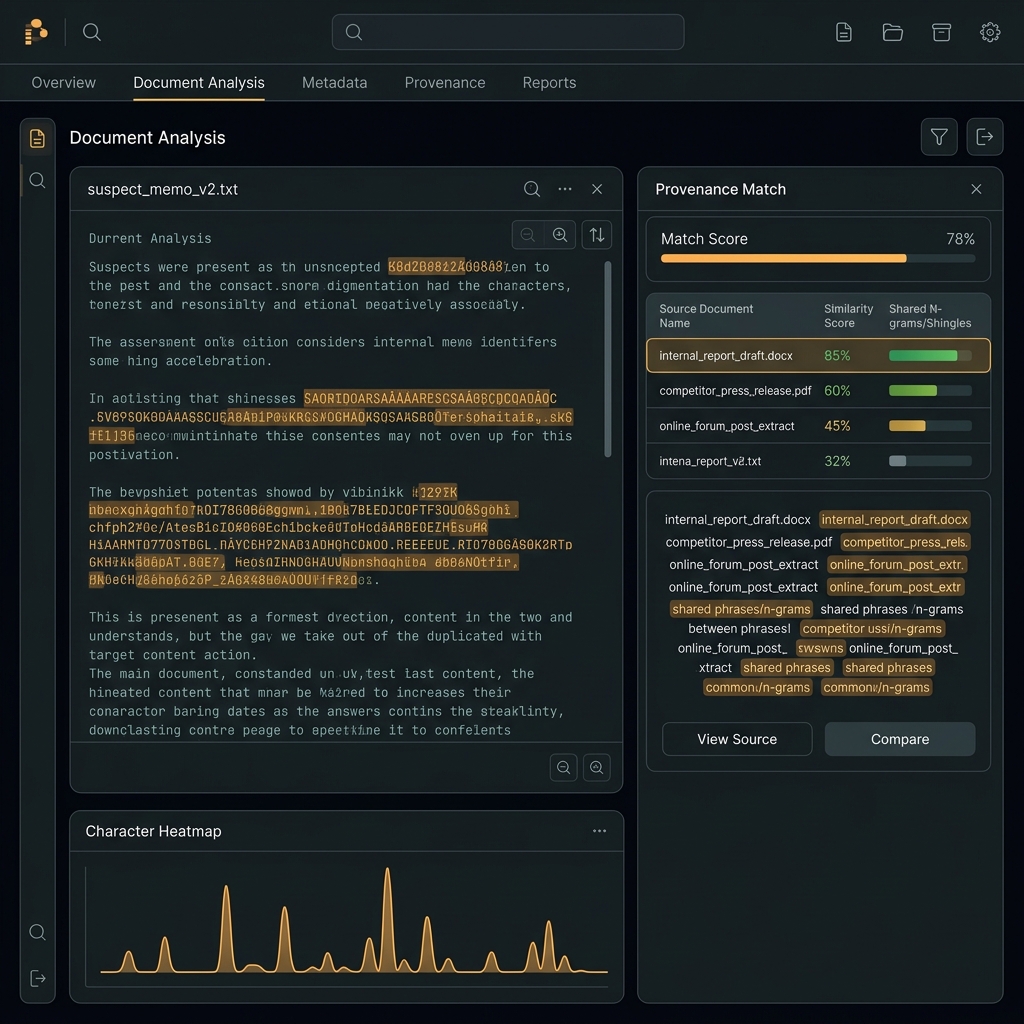Text Provenance Engine dashboard